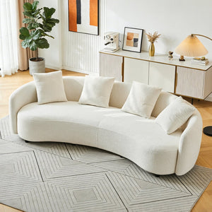 English Elm 101" Half Moon Curved Bouclé Sofa Plush Cloud Seating for Modern Living Rooms W1765P389188