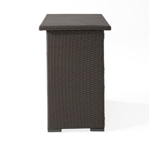 English Elm Trinidad Outdoor Resin Wicker Bar Table with Cabinet Storage for Patio Entertaining N772P368972D