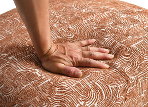 English Elm Contemporary Sculpted Barrel-Back Arm Chair with Smooth Casters, Neutral Textured Upholstery, Stylish Accent Seating Orange,Rustic 38 L x 29 W x 35 H B2741P401405