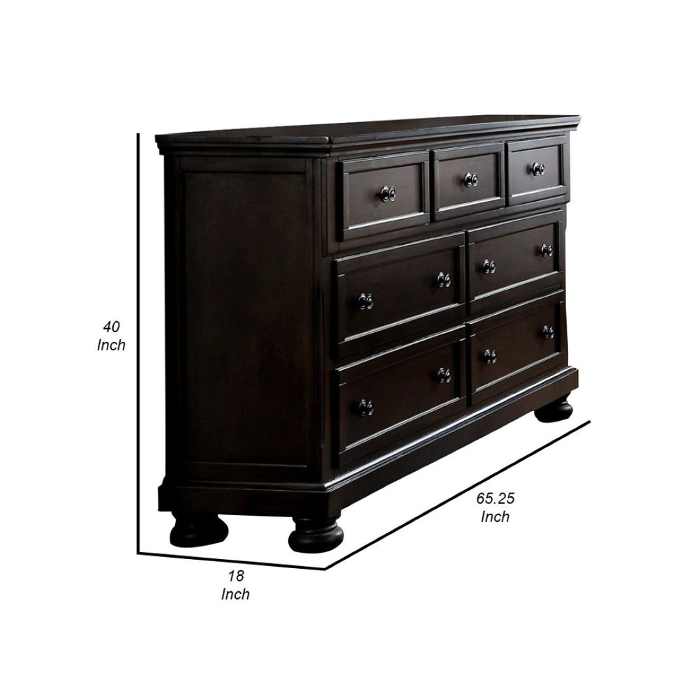English Elm Wooden Transitional Dressing Table with Concealed Storage and Rich Dark Brown Finish B056P416769