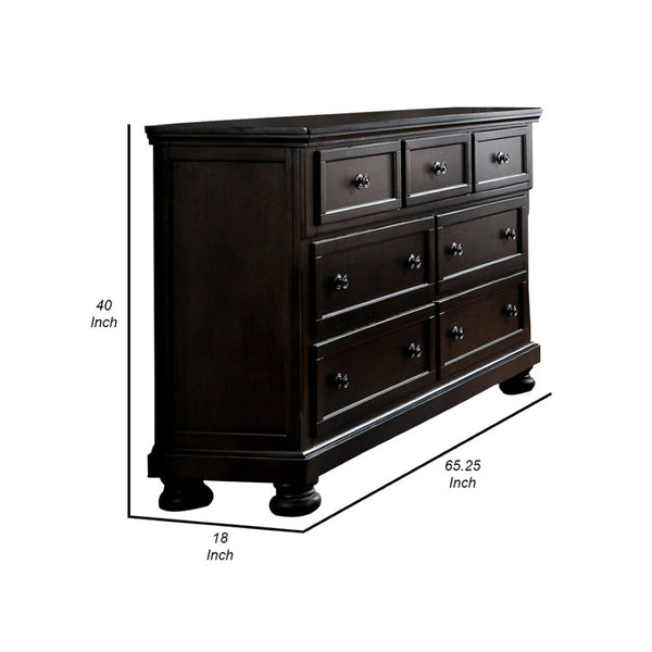 English Elm Wooden Transitional Dressing Table with Concealed Storage and Rich Dark Brown Finish B056P416769