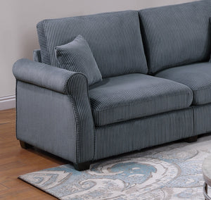 English Elm Classic Sofa Loveseat Set Corduroy 2pc Living Room Ensemble with Plush Cushions, Modern Arms Dark Gray 36 L x 25 W x 28 H B011S01300