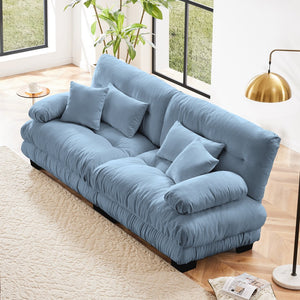 English Elm Cloud 2-Seater Chenille Sofa – Cozy Vintage Charm With Lumbar & Throw Pillows For Stylish Comfort W714S01079