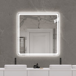 English Elm 36*36in LED Bathroom Mirror with Anti-Explosion Glass, Rust-Resistant, Smart Touch Defogging Lightability W2709P243340