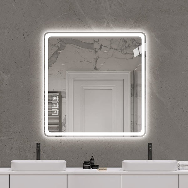 English Elm 36*36in LED Bathroom Mirror with Anti-Explosion Glass, Rust-Resistant, Smart Touch Defogging Lightability W2709P243340