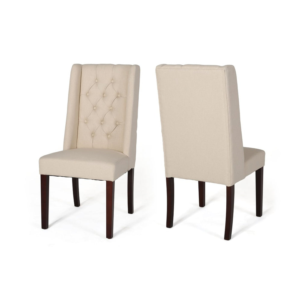 English Elm Dining Chair Set of Two Wingback Button Tufted High Back Birch Leg Upholstered 61539.00BGE