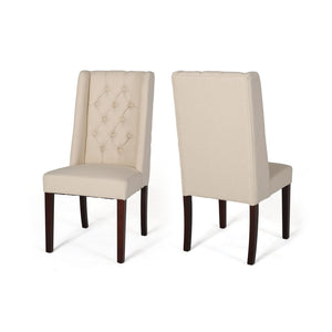 English Elm Dining Chair Set of Two Wingback Button Tufted High Back Birch Leg Upholstered 61539.00BGE