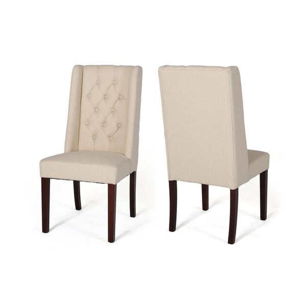 English Elm Dining Chair Set of Two Wingback Button Tufted High Back Birch Leg Upholstered 61539.00BGE