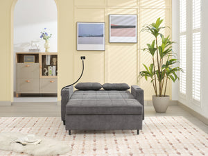 English Elm Futon 3-in-1 Convertible Pull-Out Sleeper Chair with USB-C & USB Port, Cup Holders, Dark Grey Tech Cloth W1829S00012