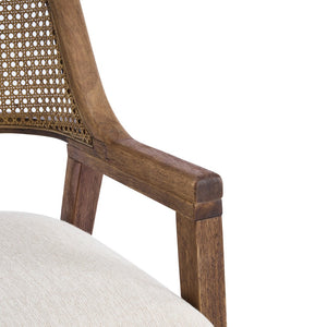 English Elm Mid-century Modern Dining Chairs Set of 2 Rattan Cane Back Rubberwood Upholstered Beige,Walnut N768P411344W