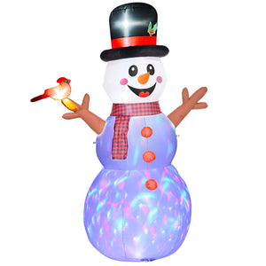 English Elm Outsunny 7.9' Inflatable Snowman With Colorful Led Lights – Perfect Holiday Lawn Decoration & Party Focal Point W2225P249942-GIGA