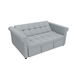 English Elm 2-SEATER Velvet Loveseat Sleeper Sofa Bed Gray - Compact Pull-Out Couch with Side Pocket, 6-Angle Backrest W1867P315755