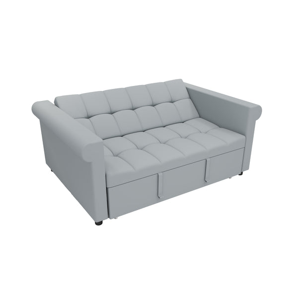English Elm 2-SEATER Velvet Loveseat Sleeper Sofa Bed Gray - Compact Pull-Out Couch with Side Pocket, 6-Angle Backrest W1867P315755
