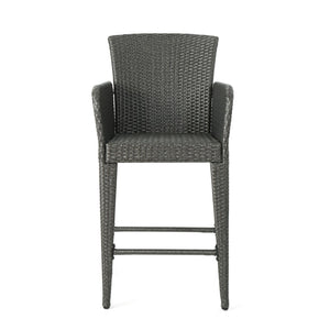 English Elm Anaya Outdoor Pe Wicker Barstools Set of Two with Iron Frame for Patio Bar N758P391474G