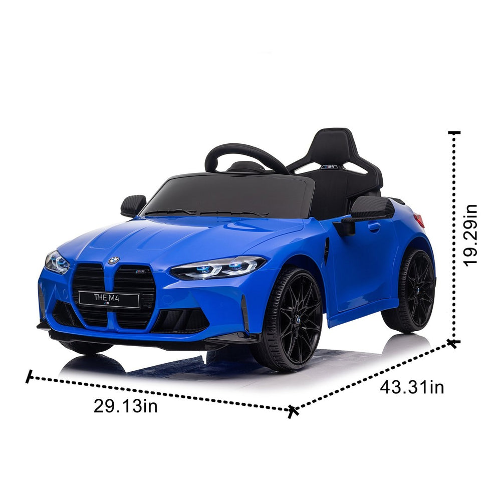English Elm Bmw M4 Licensed Kids Ride on Car with Parental Remote Dual Motors and Led Lights Blue W1578P214204