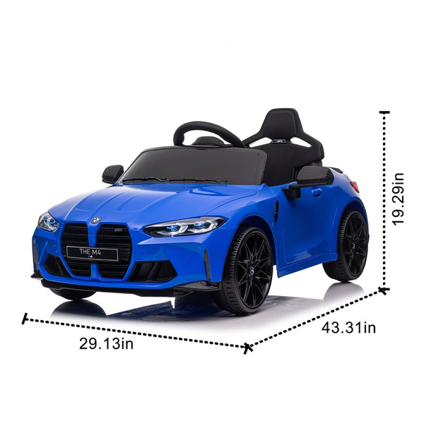 English Elm Bmw M4 Licensed Kids Ride on Car with Parental Remote Dual Motors and Led Lights Blue W1578P214204