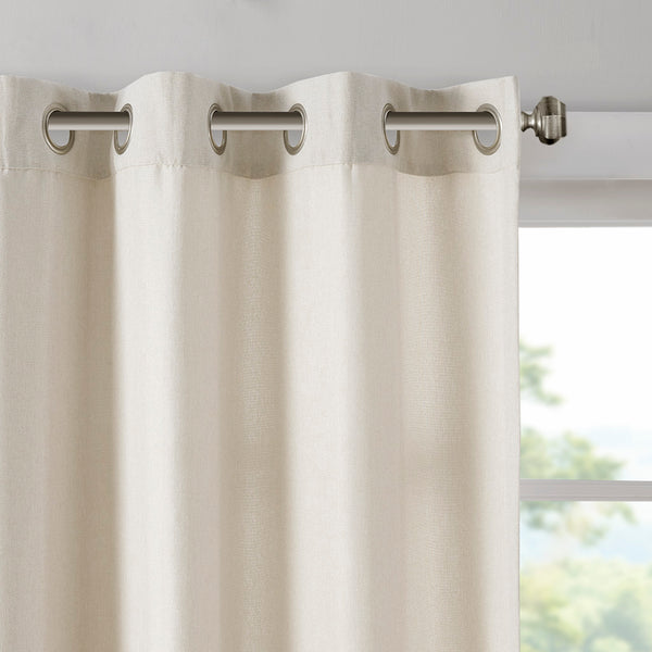 JLA Home Madison Park - Solid Piece Dyed Grommet Top Curtain Panel with Heathered Texture, Lightweight Drapey Warmth 63 L x 50 W x 0.13H MP40-6750