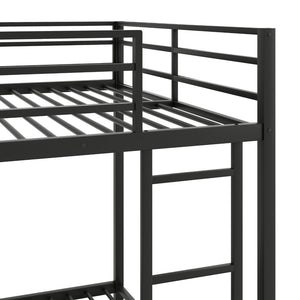 English Elm Full Over Low Profile Steel Bunk Bed with Guardrail and Integrated Ladder Black MF285536AAB