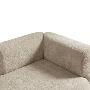 English Elm Upholstered Boucle Chaise Lounge with Wooden Legs for Bedroom or Living Room W5515P437368