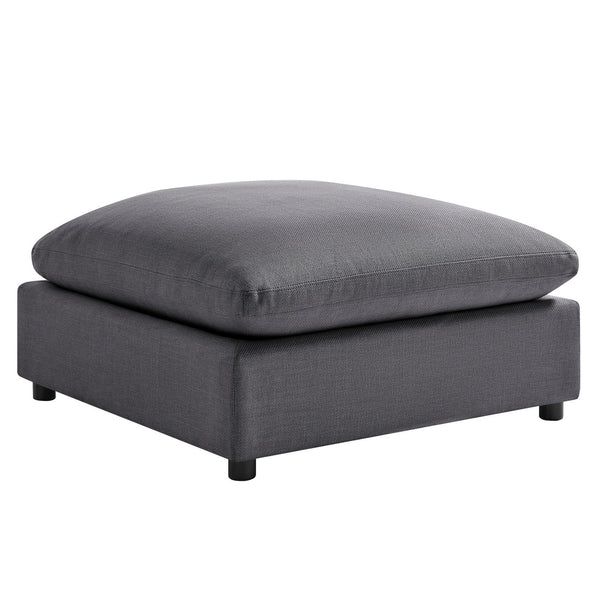 English Elm Cassandra Charcoal Fabric Ottoman with Plush Down-Blend Cushion, Hardwood Frame, Removable Covers B050P401433