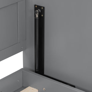 English Elm Queen Murphy Bed with Desk, Built-In LED Lights, USB Charging Ports & Space-Saving Modern Design Gray N7500004014E