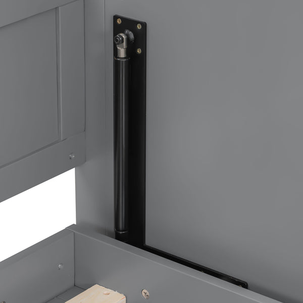 English Elm Queen Murphy Bed with Desk, Built-In LED Lights, USB Charging Ports & Space-Saving Modern Design Gray N7500004014E