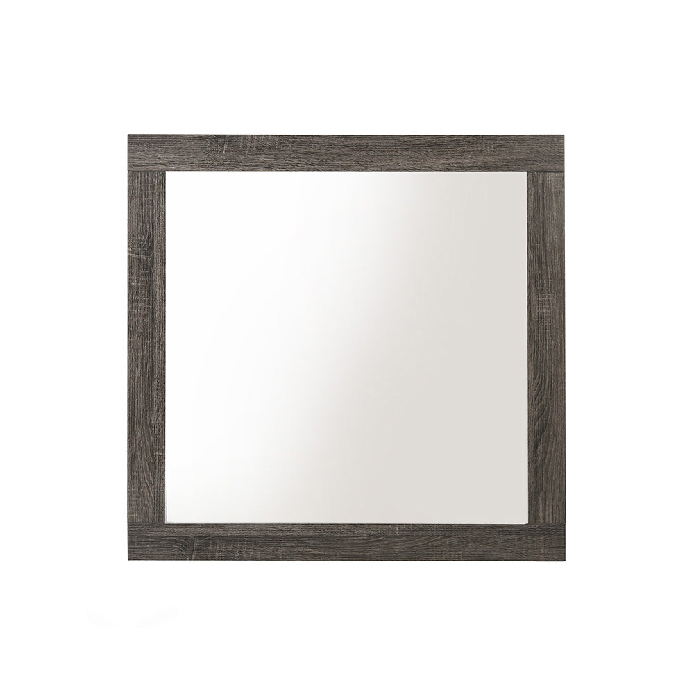 English Elm Avantika Rustic Gray Oak Mirror with 29" Square Glass & Warm Synthetic Wood Frame — Modern Minimalist Decor B2726P261879