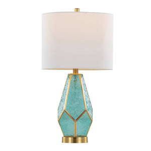 English Elm Glass Glam Table Lamp Set Two Linen Shade Nightstand Bedroom Accent Lighting Gold,Turquoise,White B202P471579