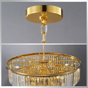 English Elm 48-Inch Gold Tiered Crystal Chandelier — 45-Light E12, 580 Crystal Rods, Mirror Finish, Dramatic Foyer Statement W2869S00030