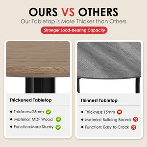 English Elm 47.2" Solid Wood Round Dining Table for 4-6 with X-Shaped Pedestal, Spacious Surface & Floor-Protecting Pads Black+Brown T3623P408638