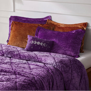 JLA Home Intelligent Design - Velvet Quilted Diamond Comforter Set with Oblong Decorative Pillow, Plush Hypoallergenic Warmth Purple ID10-1902