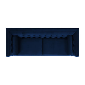 English Elm Jennifer Taylor Home - Jack 84" Modern Tuxedo Tufted Sofa in Plush Velvet with Shelter Arms, Reversible Cushions, Pillows Navy Blue B2719P238403