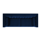 English Elm Jack 84" Modern Tuxedo Tufted Sofa, Navy Blue Velvet