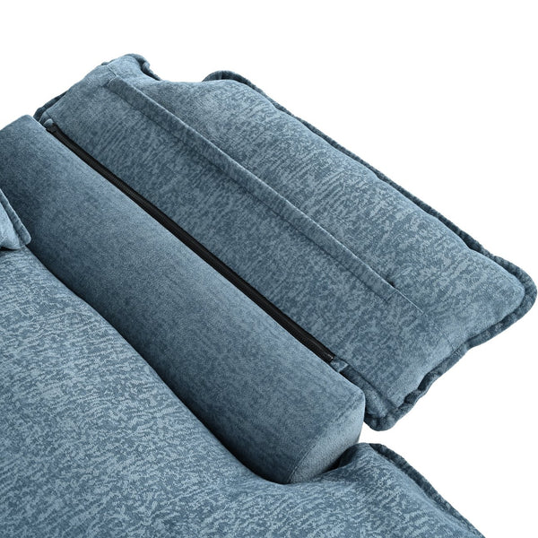 English Elm U_STYLE U-Shaped Chenille Sectional Sofa with Adjustable Armrests, 6-Seater, Removable Covers, Durable Construction Blue WY000430AAC