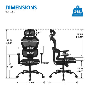OSP Home Furnishings Ventilated Mesh Office Chair with Lumbar Support Adjustable Headrest and Ergonomic Tilt EM14622HR-3