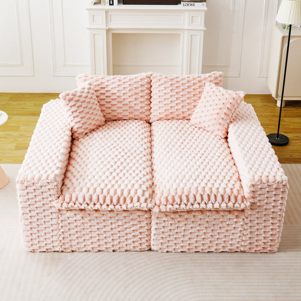 English Elm Luxury Turtle Velvet Multifunctional Sofa - Convertible 4-Seat Modular Design, Plush Sponge Comfort W3371S00031