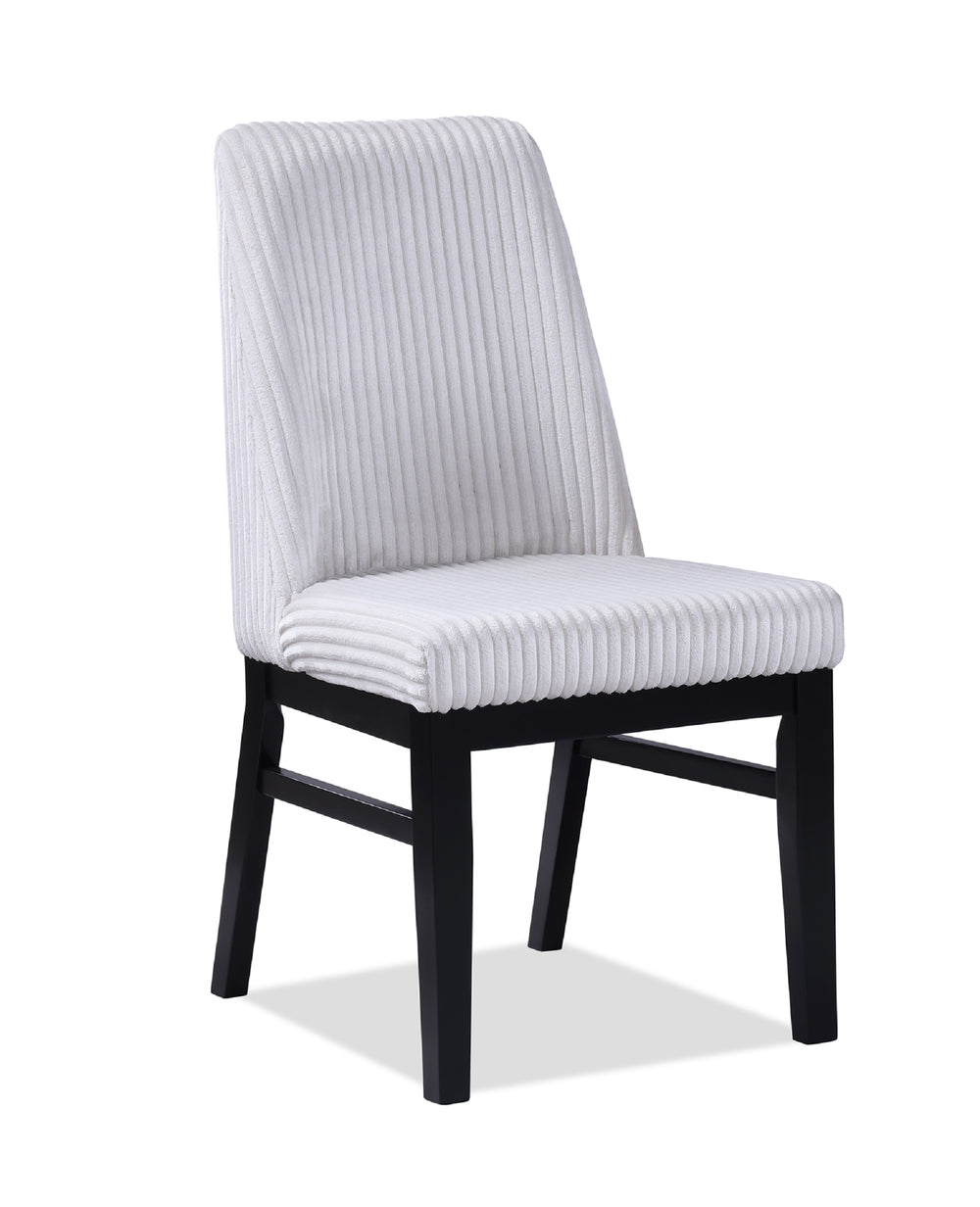 English Elm 2pc Contemporary Upholstered Side Chair with Textured Fabric High Back Cushioned Seat, Elegant Dining Comfort White+Black 22.5 L x 23.5 W x 29 H B011P241349