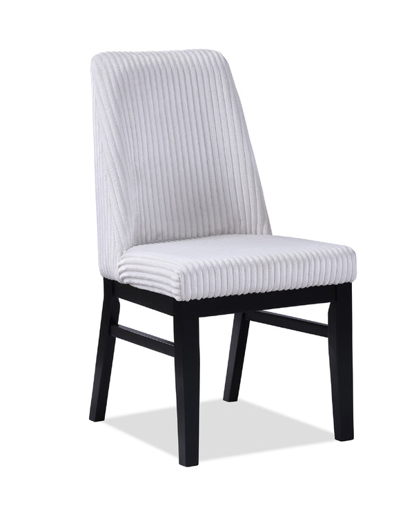 English Elm 2pc Contemporary Upholstered Side Chair with Textured Fabric High Back Cushioned Seat, Elegant Dining Comfort White+Black 22.5 L x 23.5 W x 29 H B011P241349