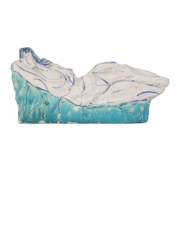 Currey & Company Reclining Nude Object - Hand-painted Brutalist Porcelain Sculpture Of Serene Beauty & Artistry Blue Porcelain 1200-0996-currey-company