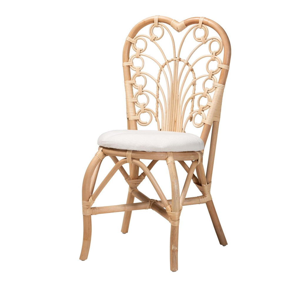 English Elm Bohemian Handwoven Kubu Rattan Mahogany Wood Dining Chair Organic Eclectic Style B2750P467670
