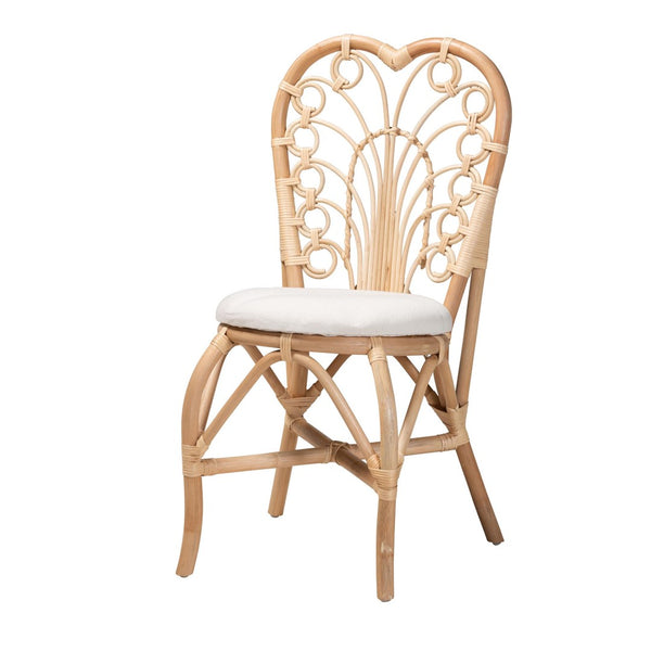 English Elm Bohemian Handwoven Kubu Rattan Mahogany Wood Dining Chair Organic Eclectic Style B2750P467670