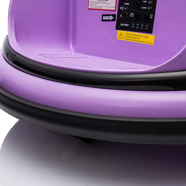 English Elm 12v Kids Ride on Bumper Car with 360 Spin Led Lights Bluetooth and Parental Remote Purple W1578P198507