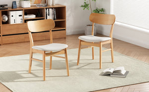 English Elm Christopher Knight Home® - DINING Chair with Cushioned Fabric Seat and Solid Rubberwood Legs, Natural Oak Finish, Stylish Comfort Light beige 58925.00LBE