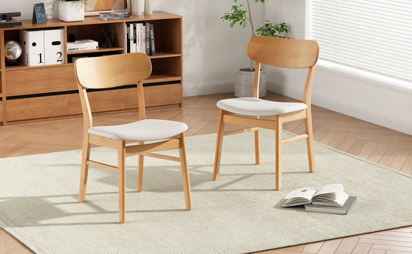 English Elm Christopher Knight Home® - DINING Chair with Cushioned Fabric Seat and Solid Rubberwood Legs, Natural Oak Finish, Stylish Comfort Light beige 58925.00LBE