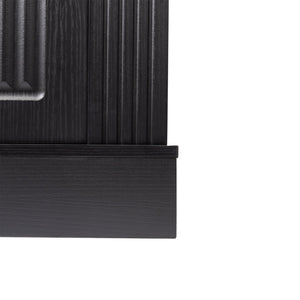 English Elm 63" Fluted Mdf Sideboard with Wood Tone Top Four Doors Three Drawers Dining Storage Black W2917S00010