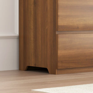 English Elm 12 Drawer Wide Double Dresser Modern Symmetrical Wood Storage Chest for Bedroom Walnut W409S00017
