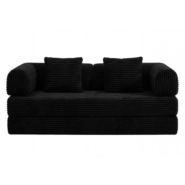 English Elm Compression Corduroy Modular Floor Sofa Sleeper Loveseat Tatami Sectional for Living Room Black W1919P414125