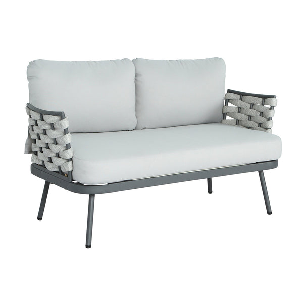 English Elm Christopher Knight Home® - Mariano Outdoor 4-Piece Conversation Set with Hand-Woven Rope, Water-Repellent Cushions, Durable Frame Gray+Gray N773OC00026E