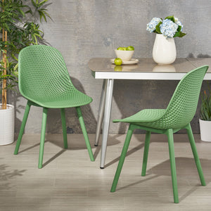 English Elm Christopher Knight Home® - POSEY Chair - Weather-Resistant Polypropylene Outdoor Dining Chair with Perforated Diamond Mesh Design for Durable Style Green 27.5 L x 21.5 W x 20.2 H 69067.00GRN