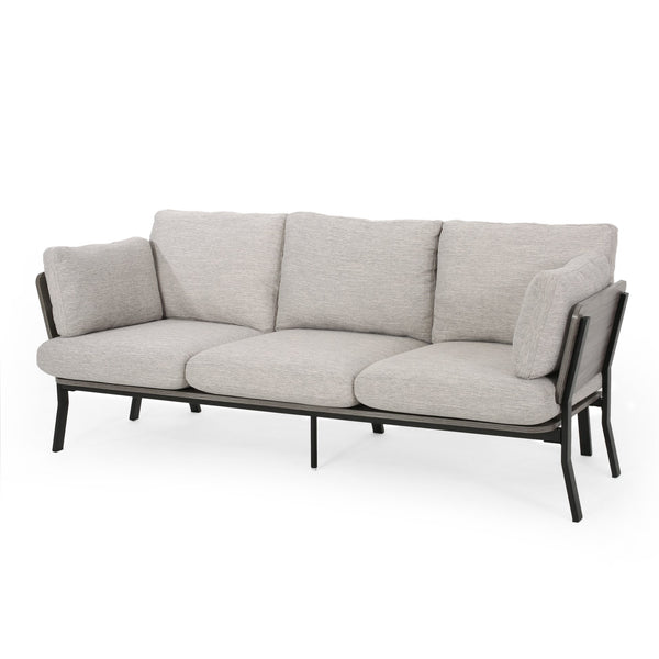English Elm Christopher Knight Home® - 3-SEATER Mid-Century Sofa Light Grey Fabric with Pillow Cushions, Faux Wood Frame & Angled Legs 67505.00GRYLGRY